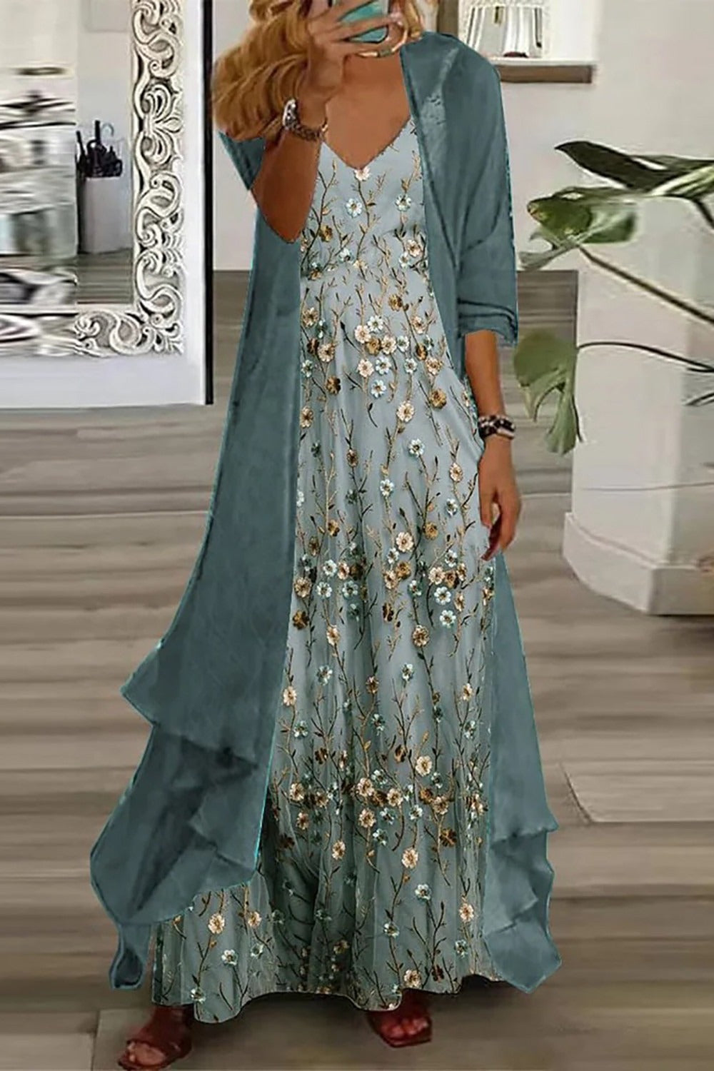 maxi dress and duster set Floral Womens down nursing access and Style:ES80116MG Karina Sequin Corset Bodycon Modern Maritime