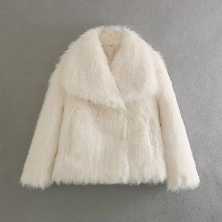 Women's Luxury Ivory Faux-Fur Coat - Heston Manor