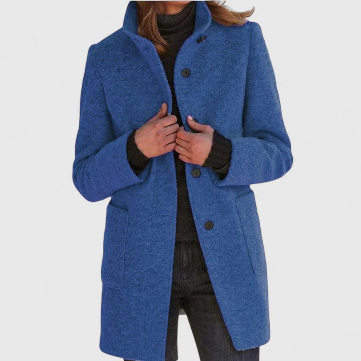 Women’s Grey Wool‑Blend Mid‑Thigh Coat - Heston Manor