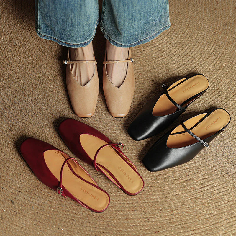 Helia Genuine Leather Mary Jane Mules - Heston Manor