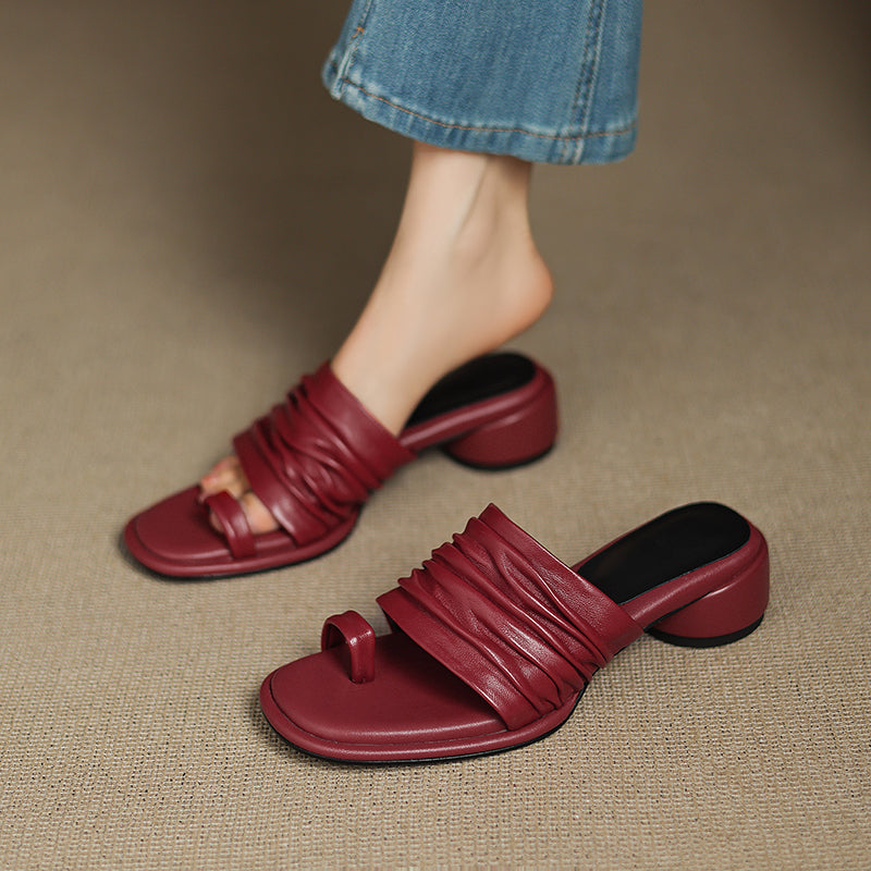Adora Genuine Leather Toe Loop Sandals - Heston Manor