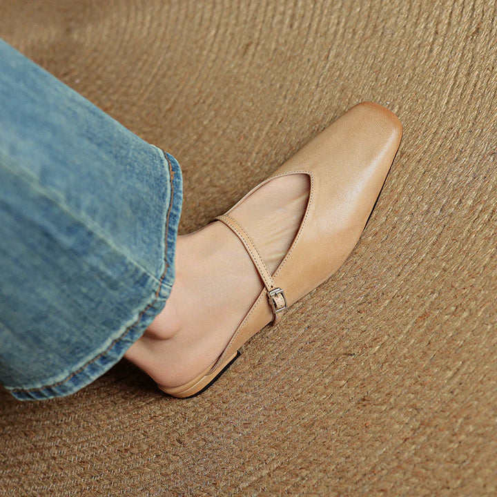 Helia Genuine Leather Mary Jane Mules - Heston Manor