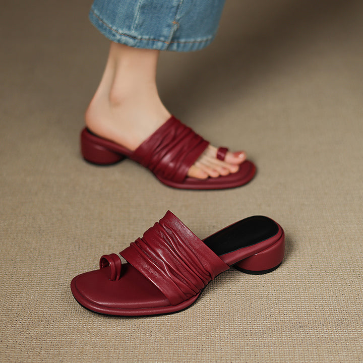 Adora Genuine Leather Toe Loop Sandals - Heston Manor