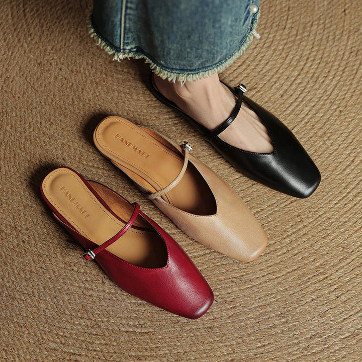 Helia Genuine Leather Mary Jane Mules - Heston Manor