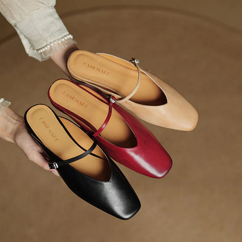 Helia Genuine Leather Mary Jane Mules - Heston Manor