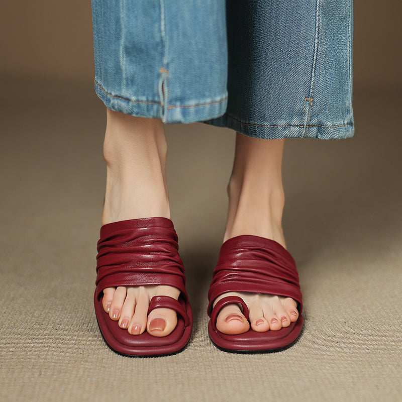 Adora Genuine Leather Toe Loop Sandals - Heston Manor