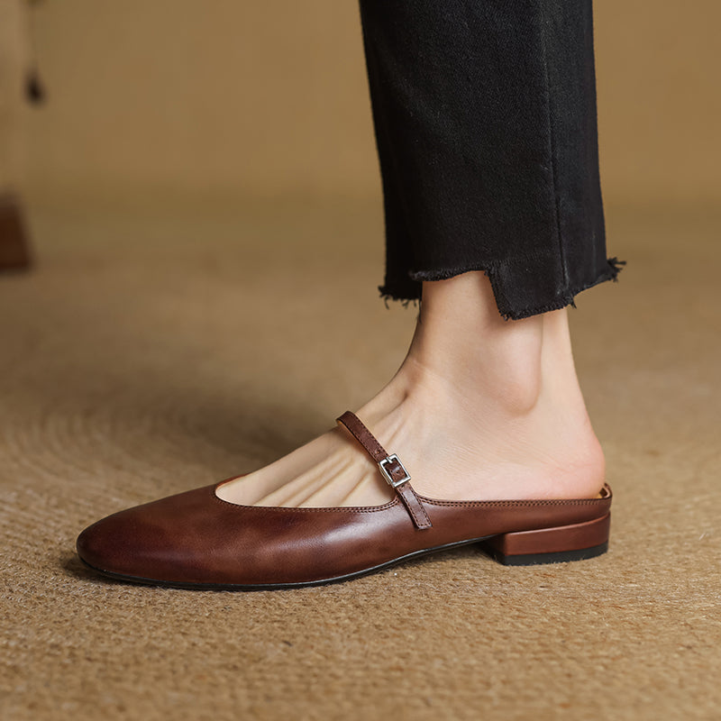 Julea Genuine Leather Mary Jane Mules