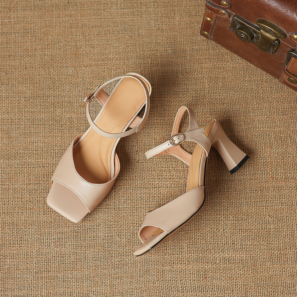 Loren Genuine Leather Open-Toe Sandals