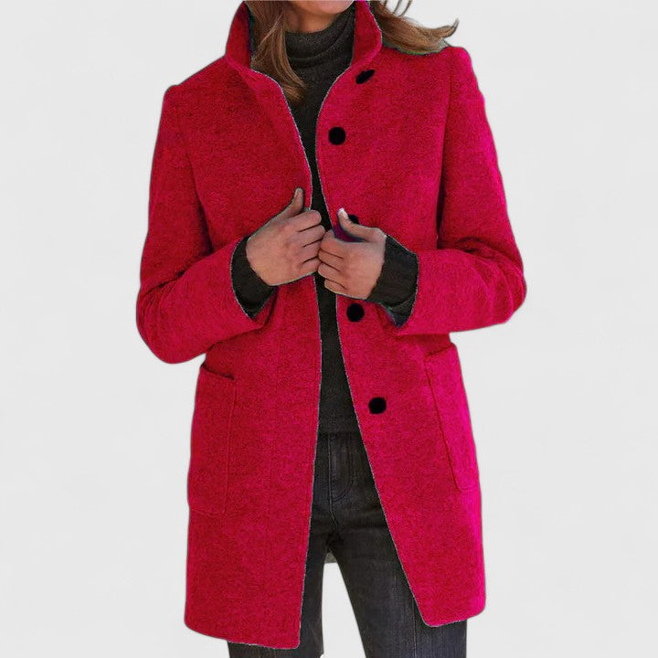 Women’s Grey Wool‑Blend Mid‑Thigh Coat - Heston Manor