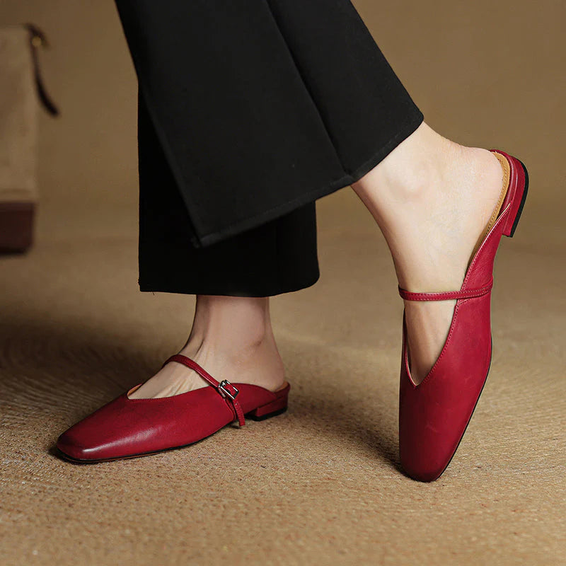 Helia Genuine Leather Mary Jane Mules - Heston Manor