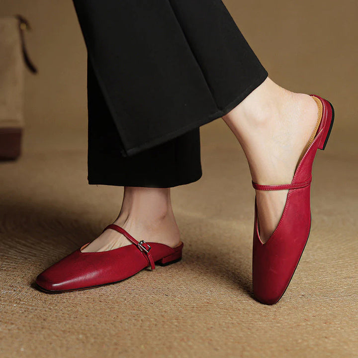 Helia Genuine Leather Mary Jane Mules - Heston Manor