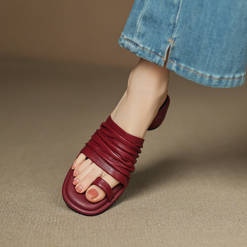 Adora Genuine Leather Toe Loop Sandals - Heston Manor