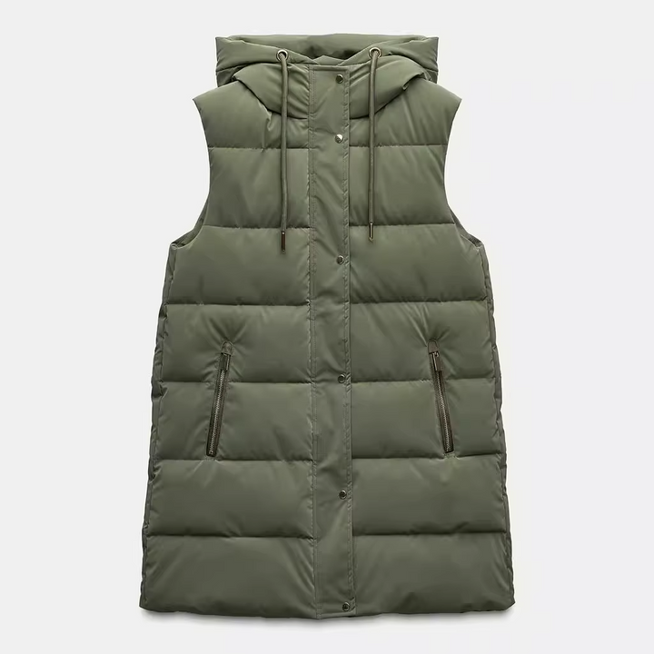 Women’s Long Quilted Hooded Vest - Heston Manor
