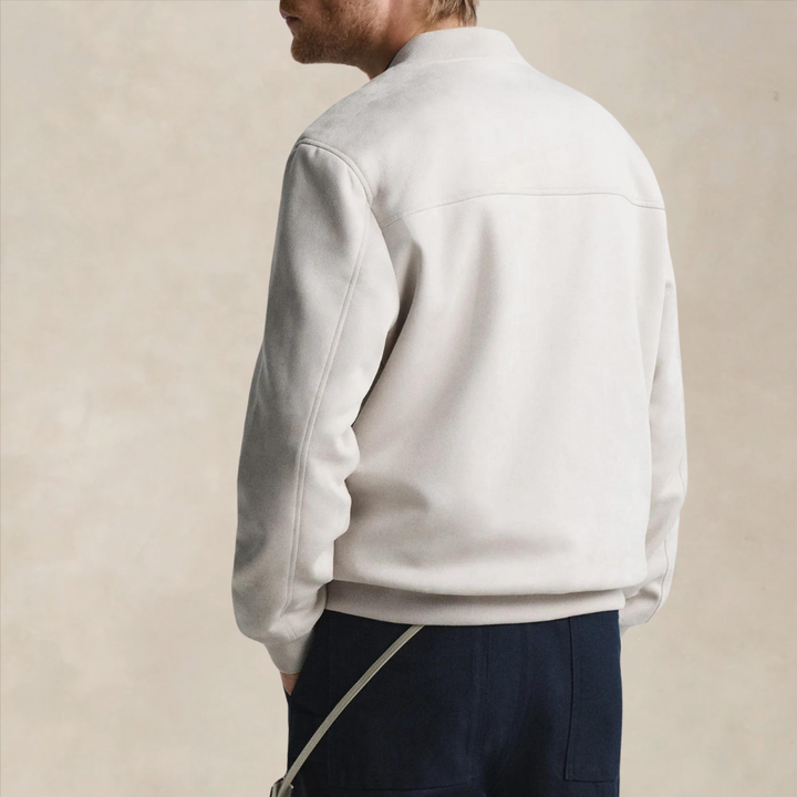 Men’s Suede-Look Zip Bomber Jacket - Heston Manor