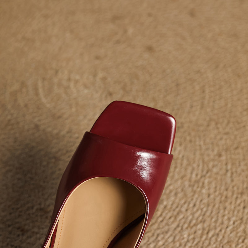Tyla Genuine Leather Open Toe Slingback Heels