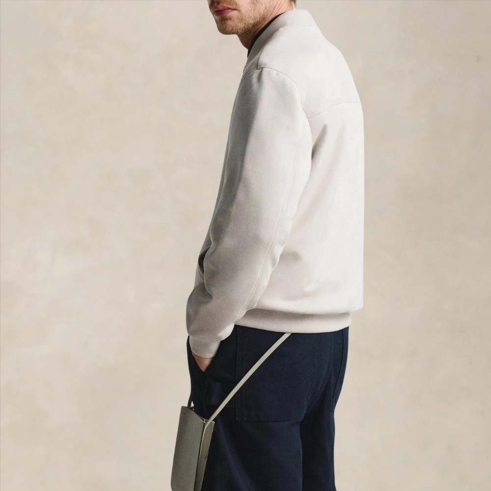 Men’s Suede-Look Zip Bomber Jacket - Heston Manor