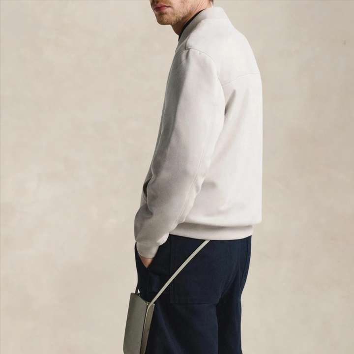 Men’s Suede-Look Zip Bomber Jacket - Heston Manor