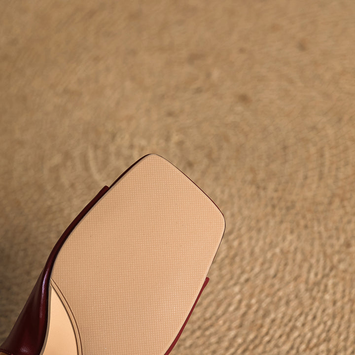 Tyla Genuine Leather Open Toe Slingback Heels