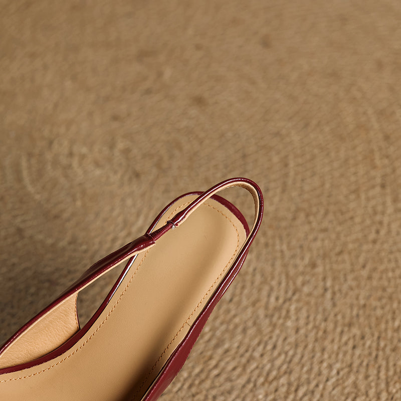 Tyla Genuine Leather Open Toe Slingback Heels