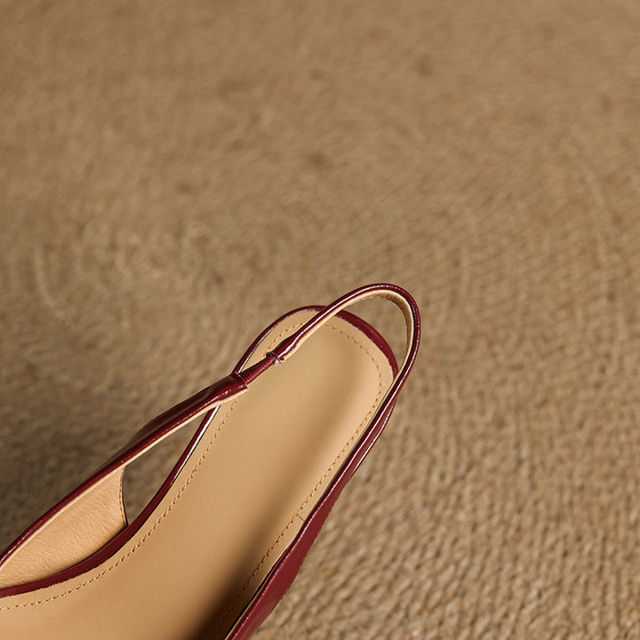 Tyla Genuine Leather Open Toe Slingback Heels