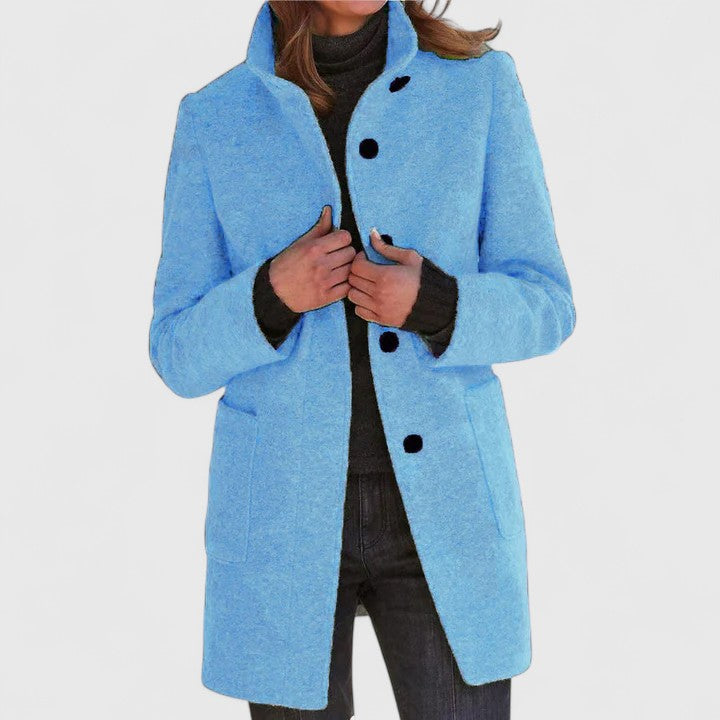 Women’s Grey Wool‑Blend Mid‑Thigh Coat - Heston Manor