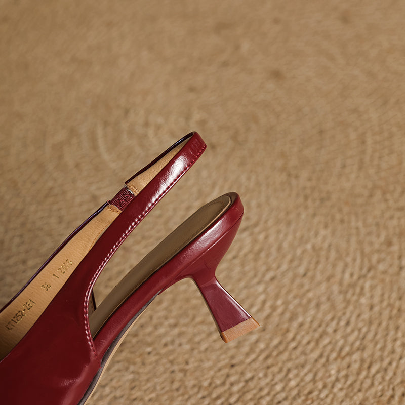 Tyla Genuine Leather Open Toe Slingback Heels