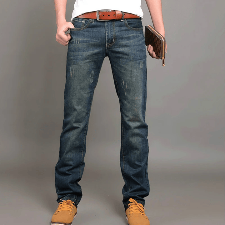 Men’s Distressed Straight Leg Denim Jeans - Heston Manor