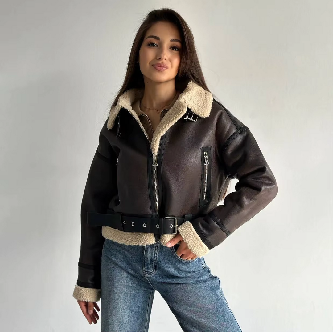 Women’s Shearling-Lined Aviator Jacket - Heston Manor