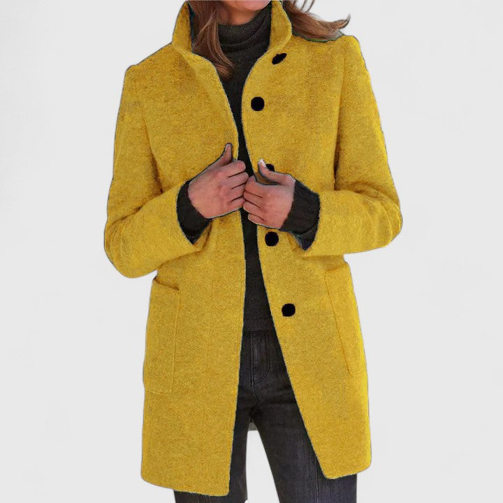 Women’s Grey Wool‑Blend Mid‑Thigh Coat - Heston Manor