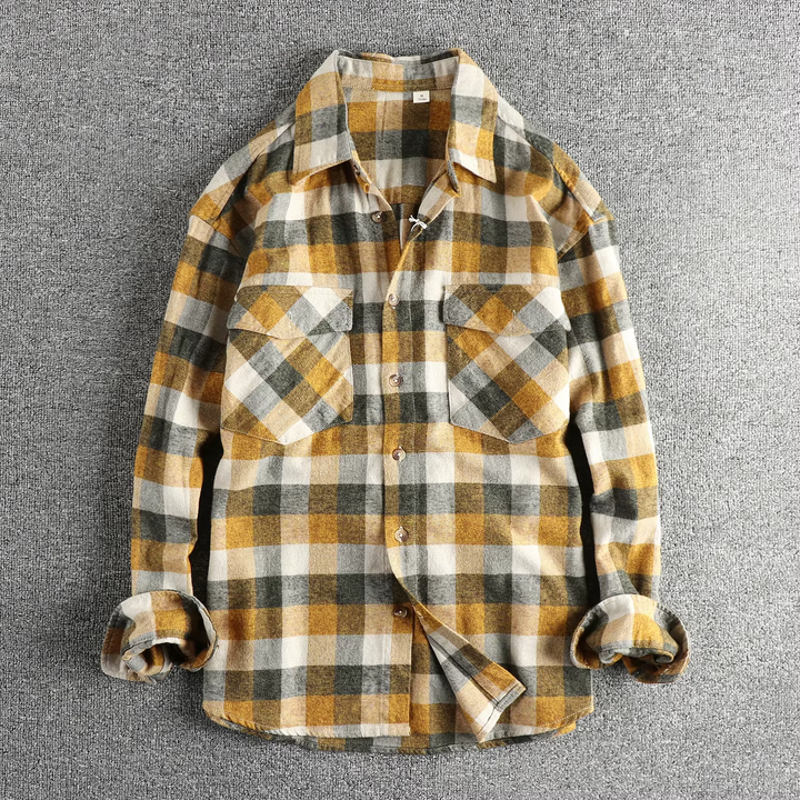 Men’s Vintage Brushed Plaid Flannel Shirt - Heston Manor