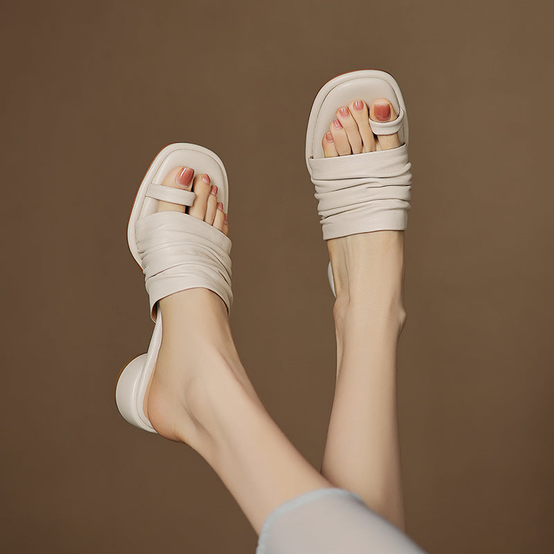 Adora Genuine Leather Toe Loop Sandals - Heston Manor