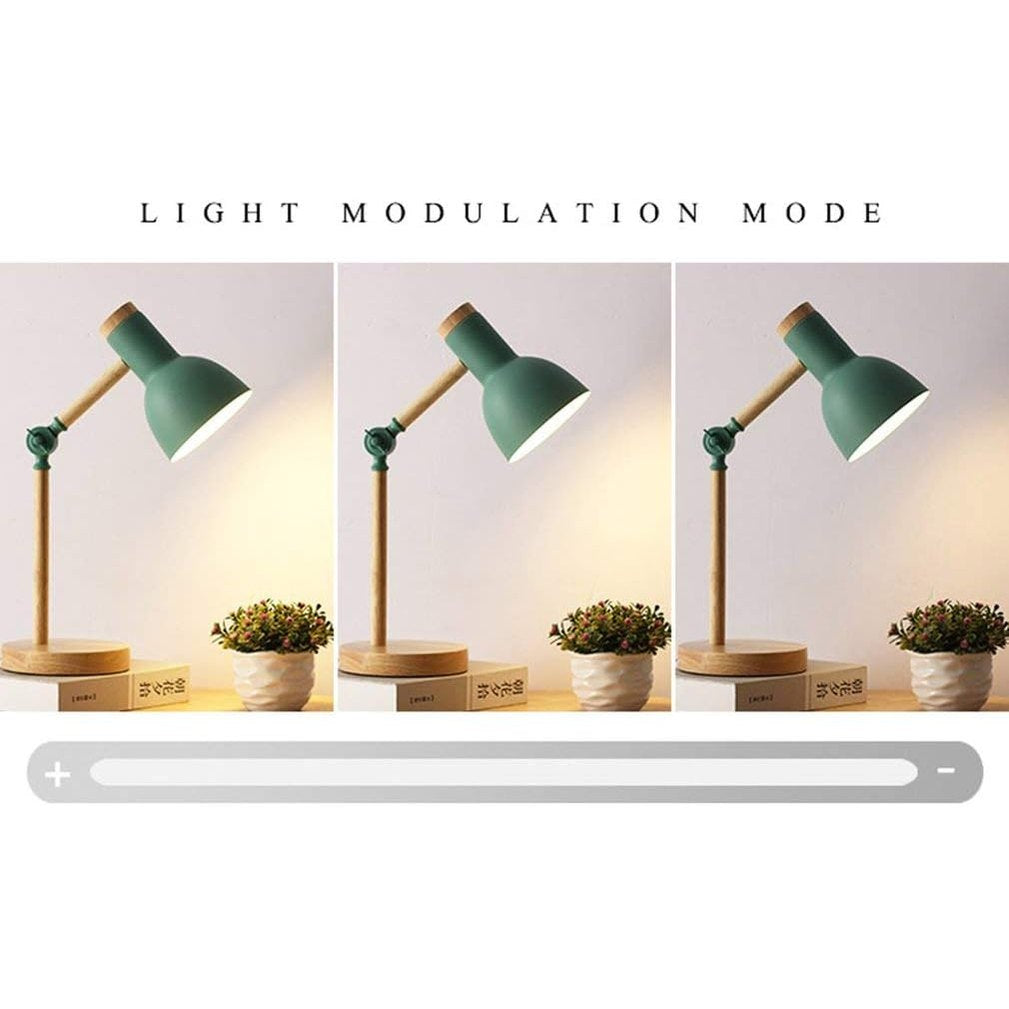Nordic Wooden Table Lamp with Adjustable Arm – Modern Desk & Bedside Lighting - Heston Manor
