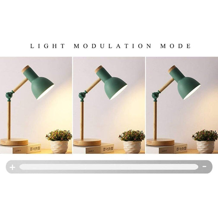 Nordic Wooden Table Lamp with Adjustable Arm – Modern Desk & Bedside Lighting - Heston Manor