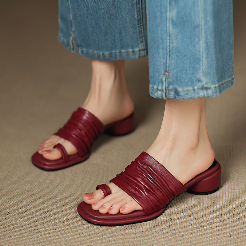 Adora Genuine Leather Toe Loop Sandals - Heston Manor