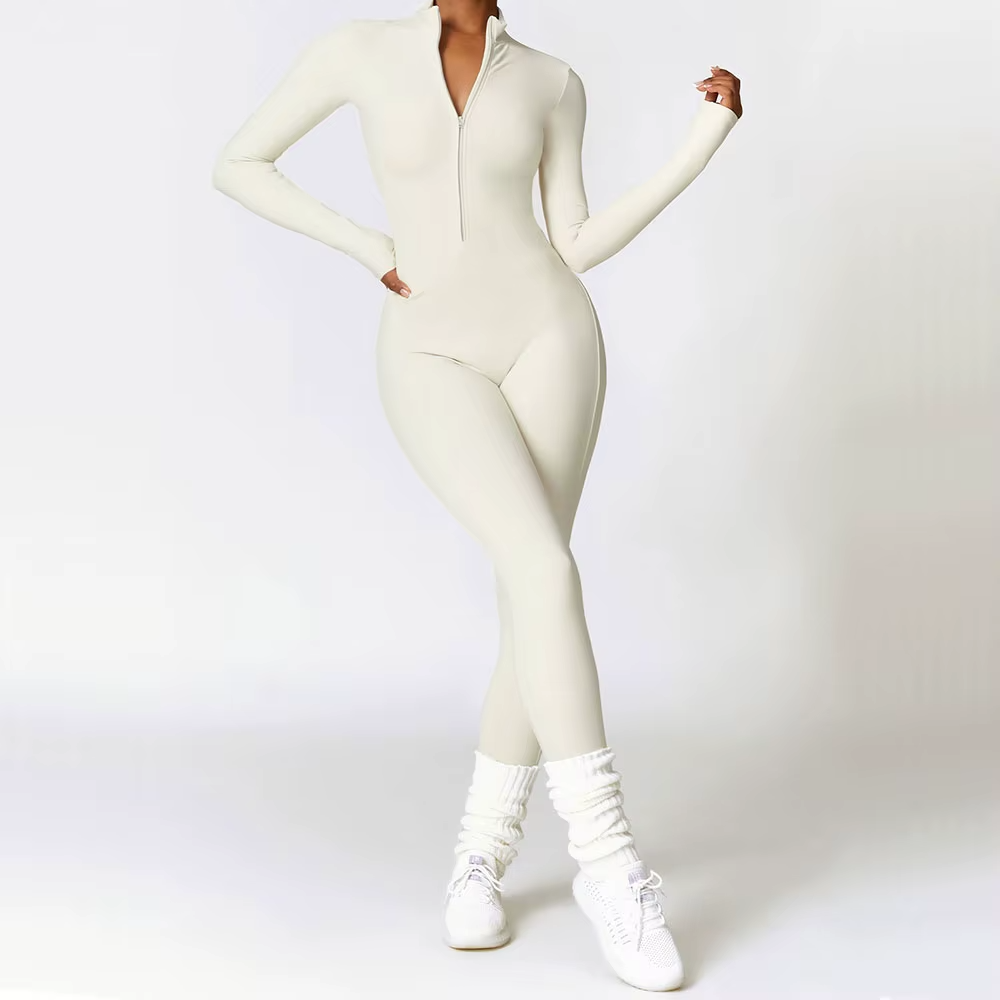 Women’s Long Sleeve Zipper Yoga Romper - Heston Manor