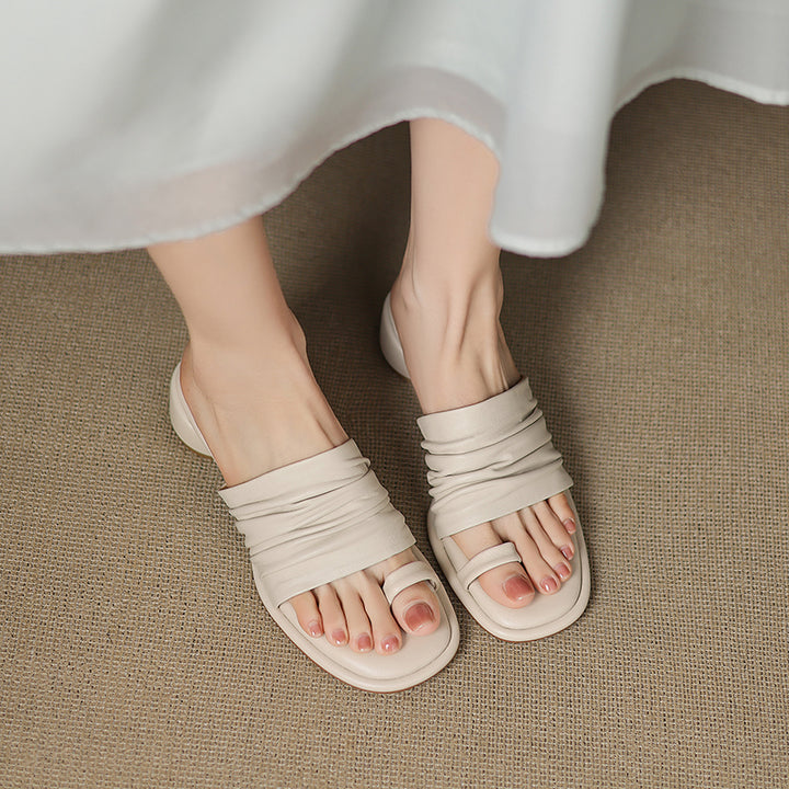 Adora Genuine Leather Toe Loop Sandals - Heston Manor