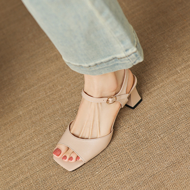 Loren Genuine Leather Open-Toe Sandals