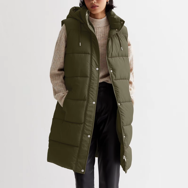 Women’s Long Quilted Hooded Vest - Heston Manor