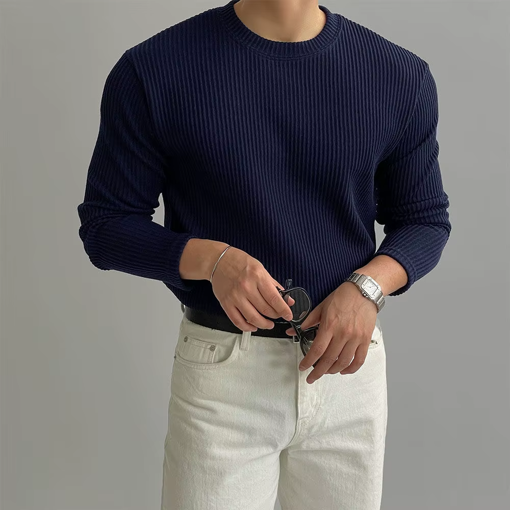 Men’s Ribbed Knit Long Sleeve Sweater - Heston Manor