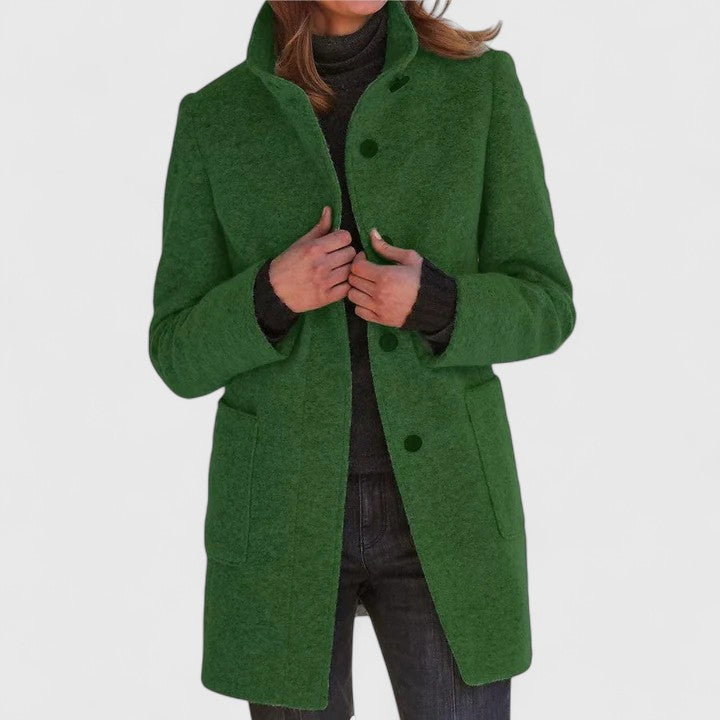 Women’s Grey Wool‑Blend Mid‑Thigh Coat - Heston Manor