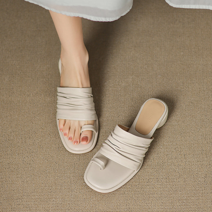 Adora Genuine Leather Toe Loop Sandals - Heston Manor