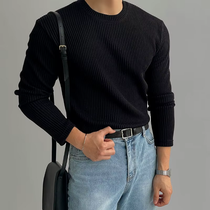 Men’s Ribbed Knit Long Sleeve Sweater - Heston Manor