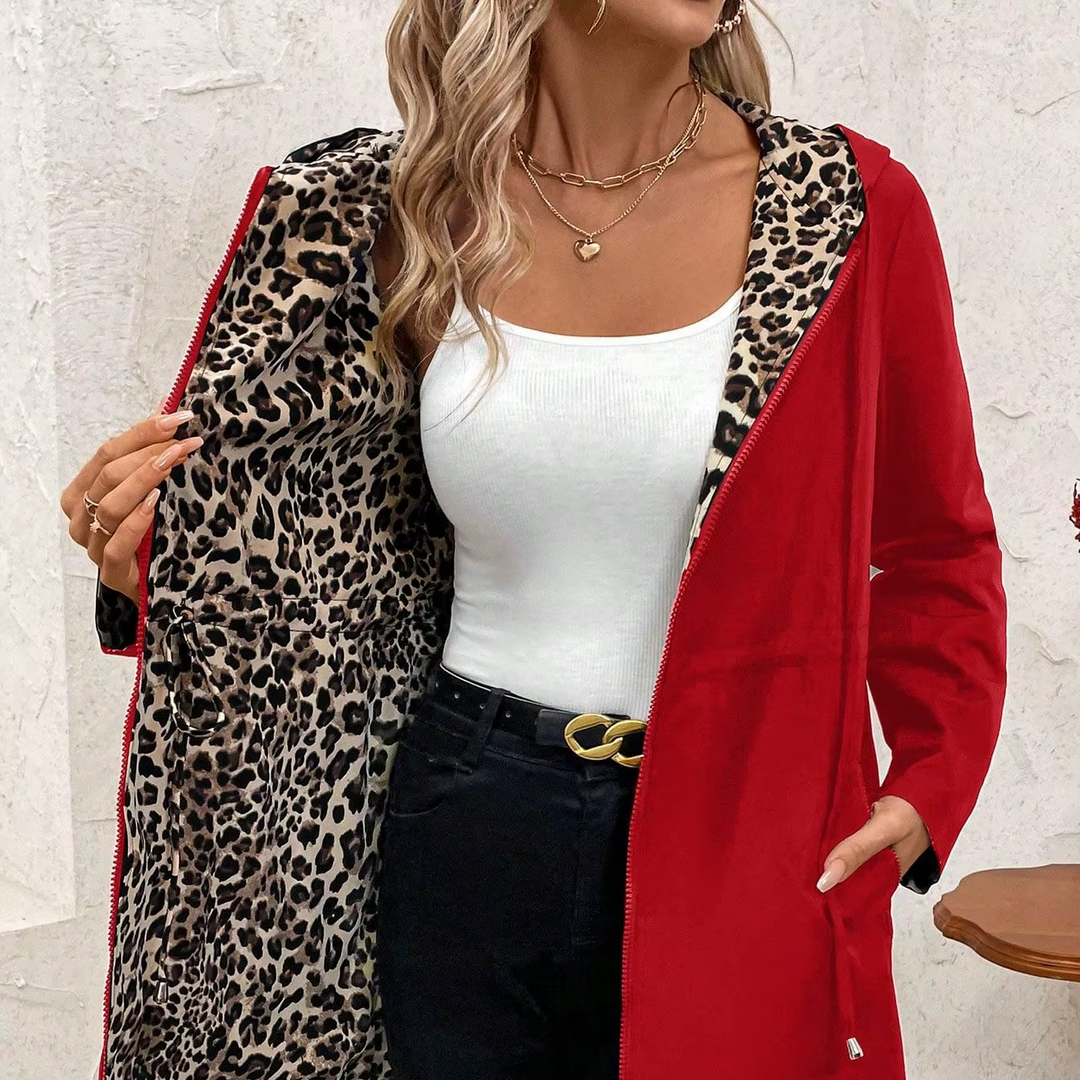 Women’s Reversible Red and Leopard Coat - Heston Manor
