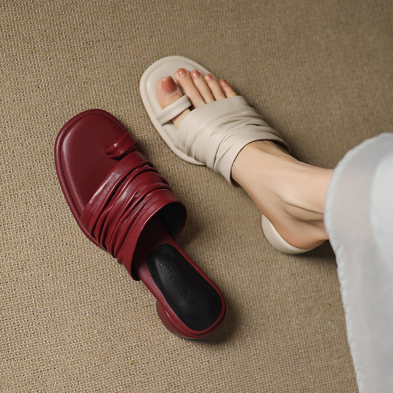 Adora Genuine Leather Toe Loop Sandals - Heston Manor