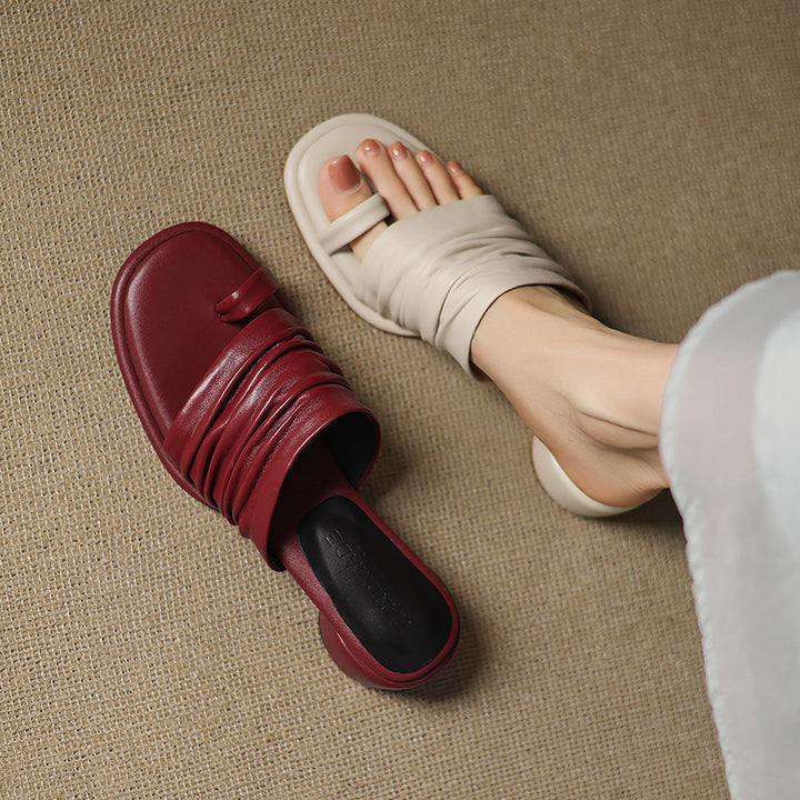 Adora Genuine Leather Toe Loop Sandals - Heston Manor