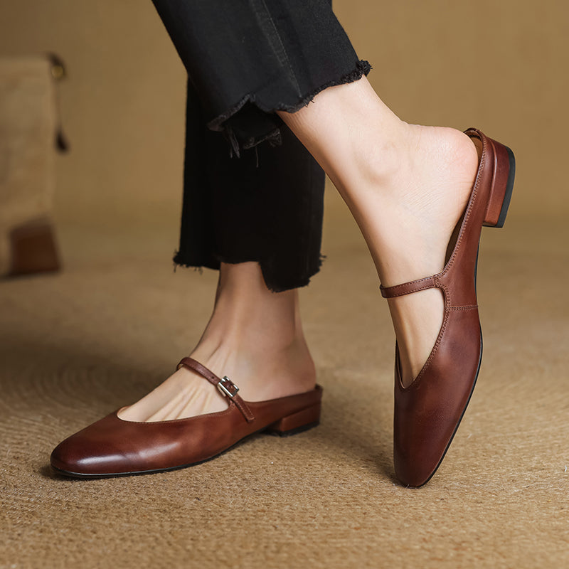 Julea Genuine Leather Mary Jane Mules