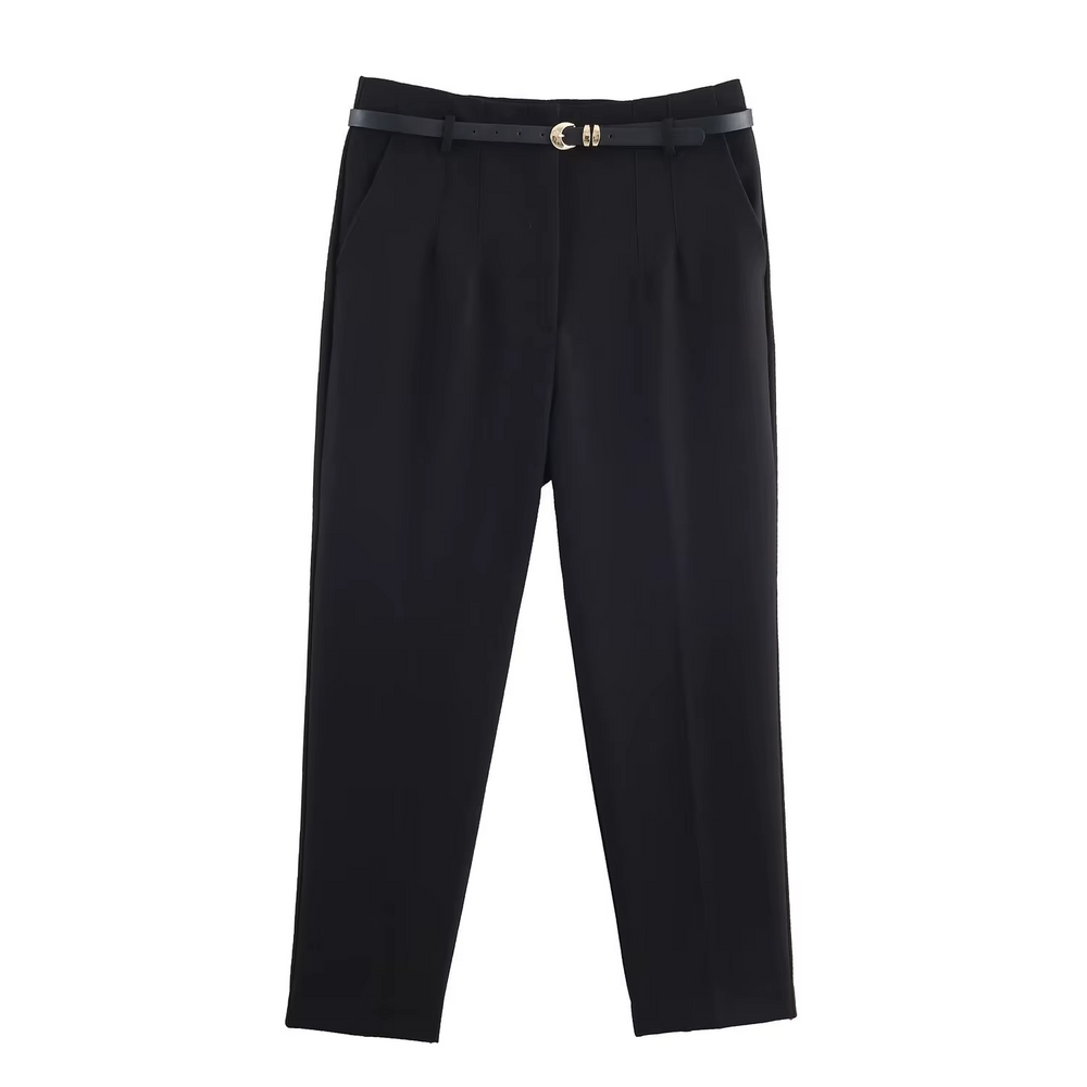 Women's Pleated Tailored Pants with Belt - Heston Manor
