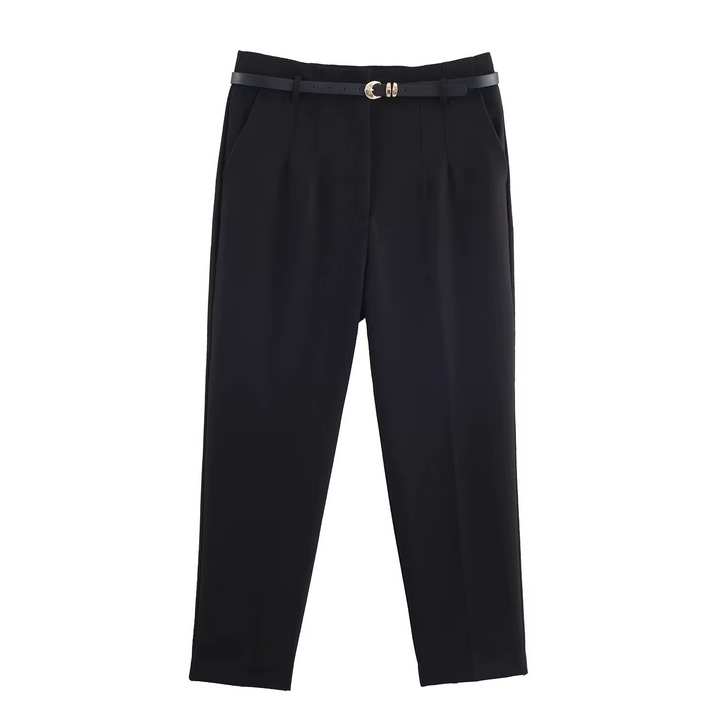 Women's Pleated Tailored Pants with Belt - Heston Manor