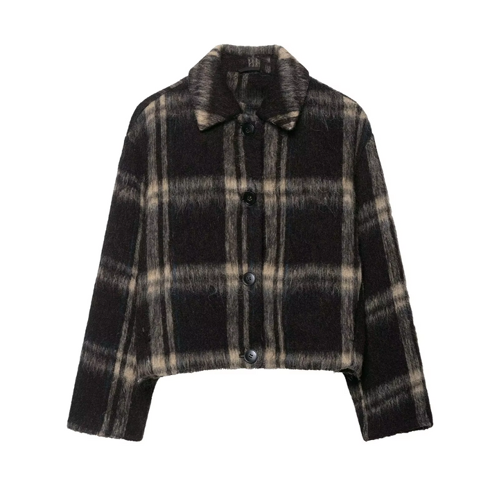 Women’s Plaid Cropped Wool Coat - Heston Manor