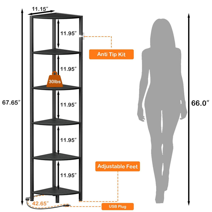 6-Tier Space Saving Bookshelf for Living Room, Bedroom, Office, Bathroom - Heston Manor